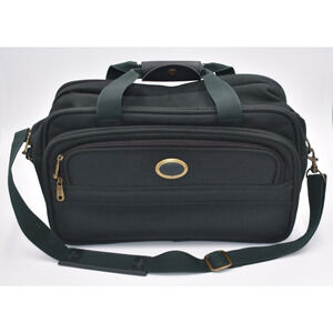 Vtg ATLANTIC Carry On Overnight Bag Luggage Tote -- Olive Green w/Shoulder Strap